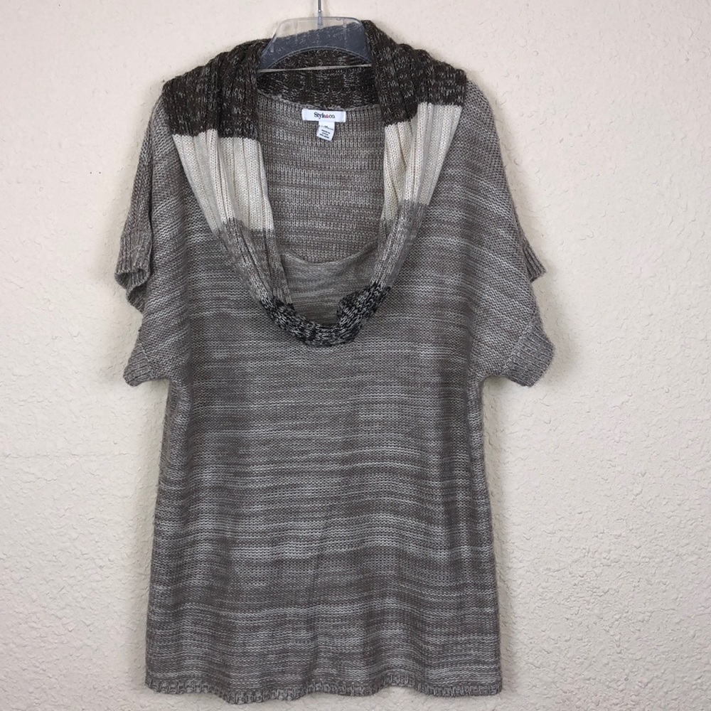 Style & Co shirt sleeve cowlneck sweater